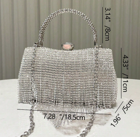Glitter Tassel & Rhinestone Embellished Handbag