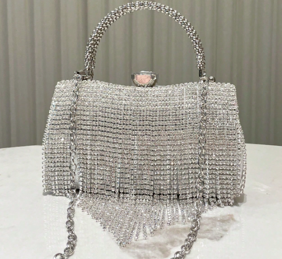 Glitter Tassel & Rhinestone Embellished Handbag