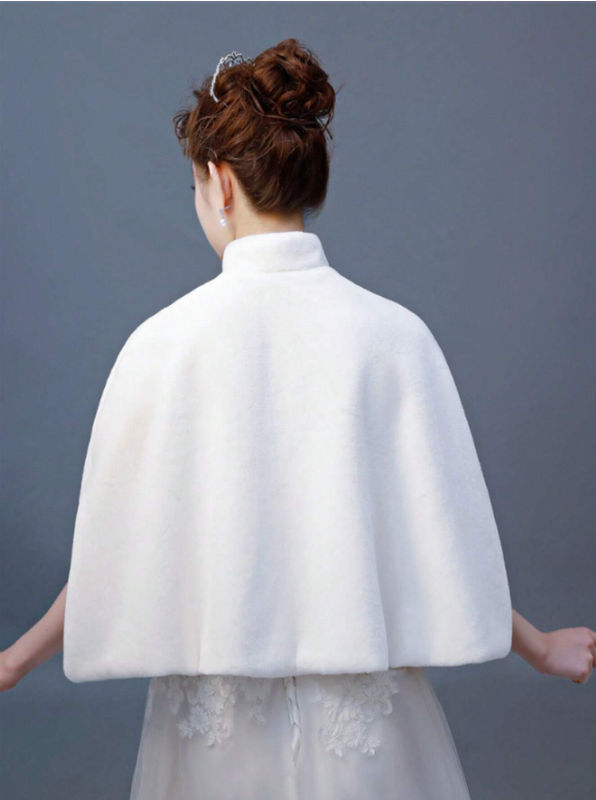 Cape Design Soft Faux Fur Bridal Poncho
