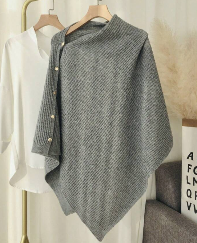 Knitted Versatile Warm Plain Poncho Shawl