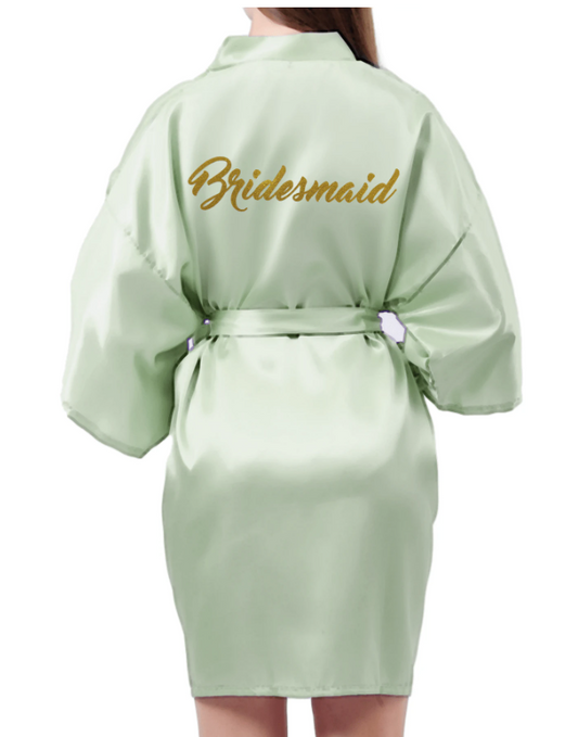 Sage Green Belted Satin Bridesmaid Robe