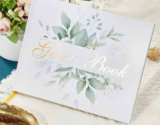 Eucalyptus Golden Foil Wedding Guest Book