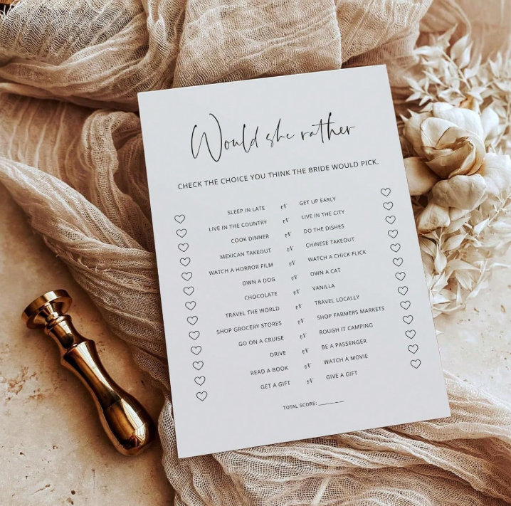20pcs Bridal Shower Games