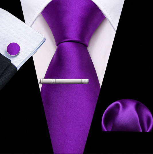 Tie And Pocket Square Set Dark Purple