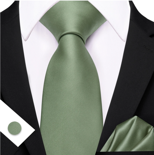 Tie And Pocket Square Set Bean Green