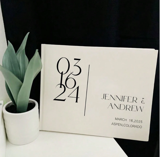 Personalized White Wedding Guest Book