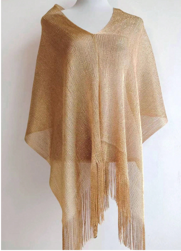 Elegant Poncho Shawl Gold
