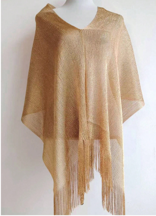 Elegant Poncho Shawl Gold