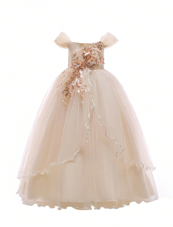 Tween Girls' Chiffon & Satin Solid Color Dress