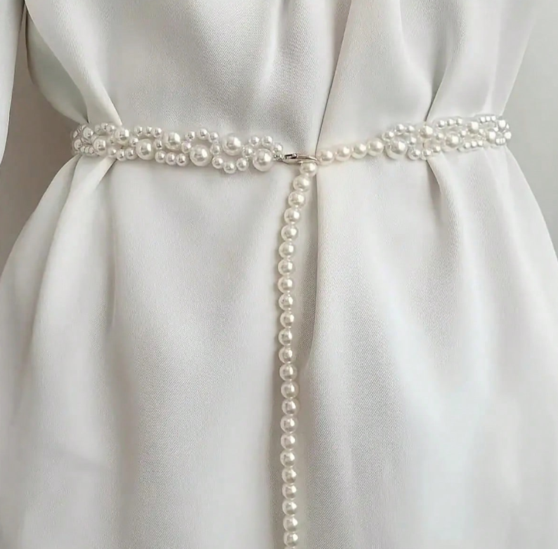 Faux Pearl Waist Belt Bridal Wedding Accessory