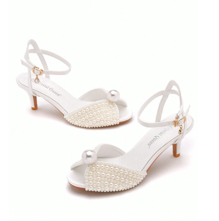 6cm Gold Rhinestone High Heel Round Toe Sandal