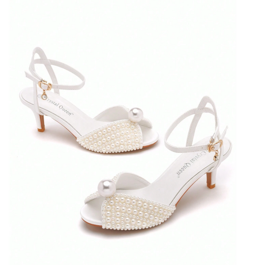 6cm Gold Rhinestone High Heel Round Toe Sandal
