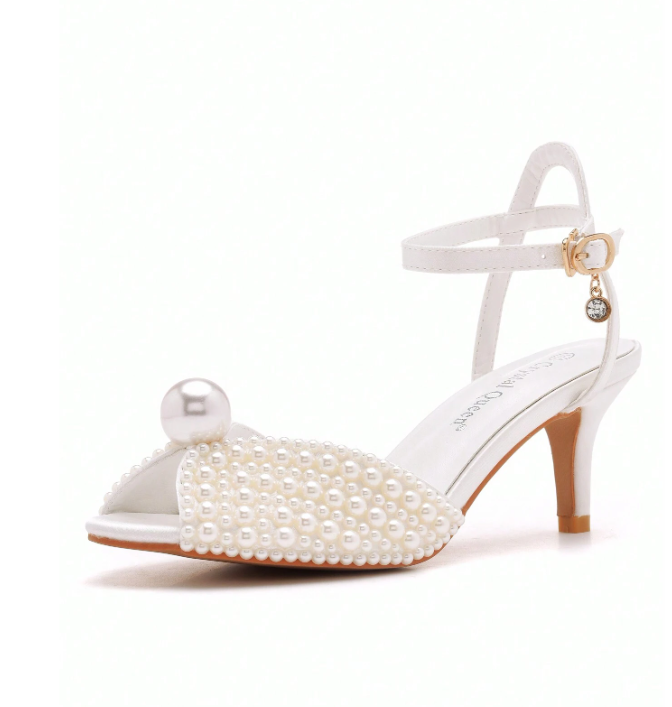 6cm Gold Rhinestone High Heel Round Toe Sandal