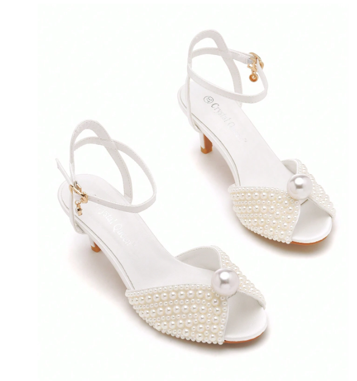 6cm Gold Rhinestone High Heel Round Toe Sandal