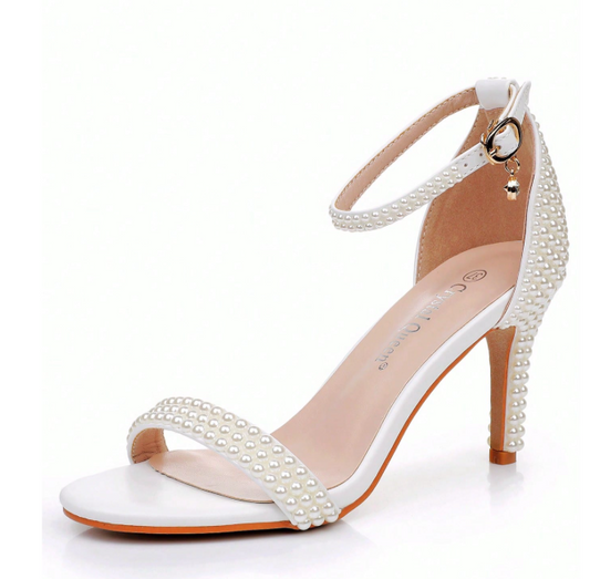 8cm Ivory Pearl Bridal Sandals