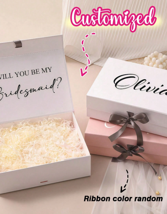 Personalized Magnetic Ribbon Bridal Team Proposal Box