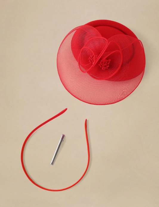 Vintage Red Mesh Fascinator Hat