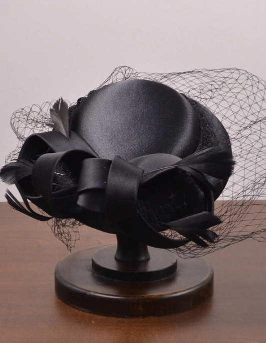 British-Style Fascinator Hat Black