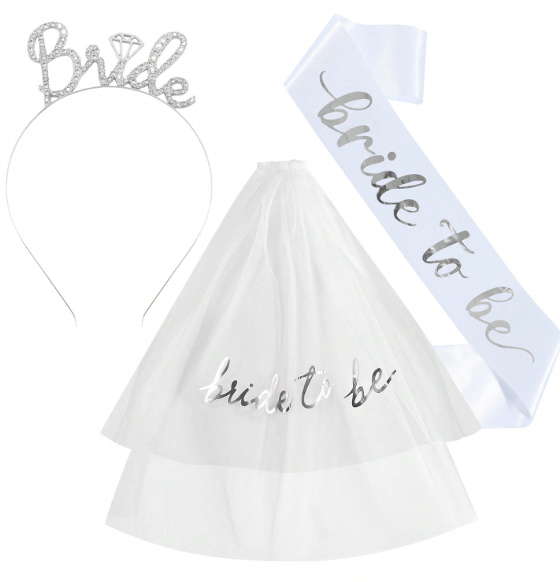 Bachelorette Party Bridal Veil Headband Set
