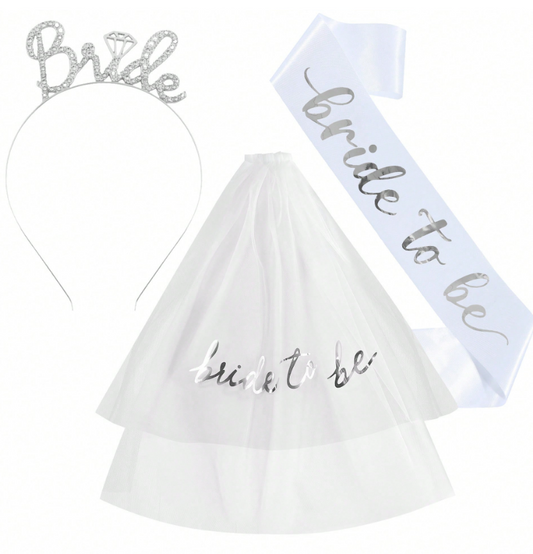 Bachelorette Party Bridal Veil Headband Set