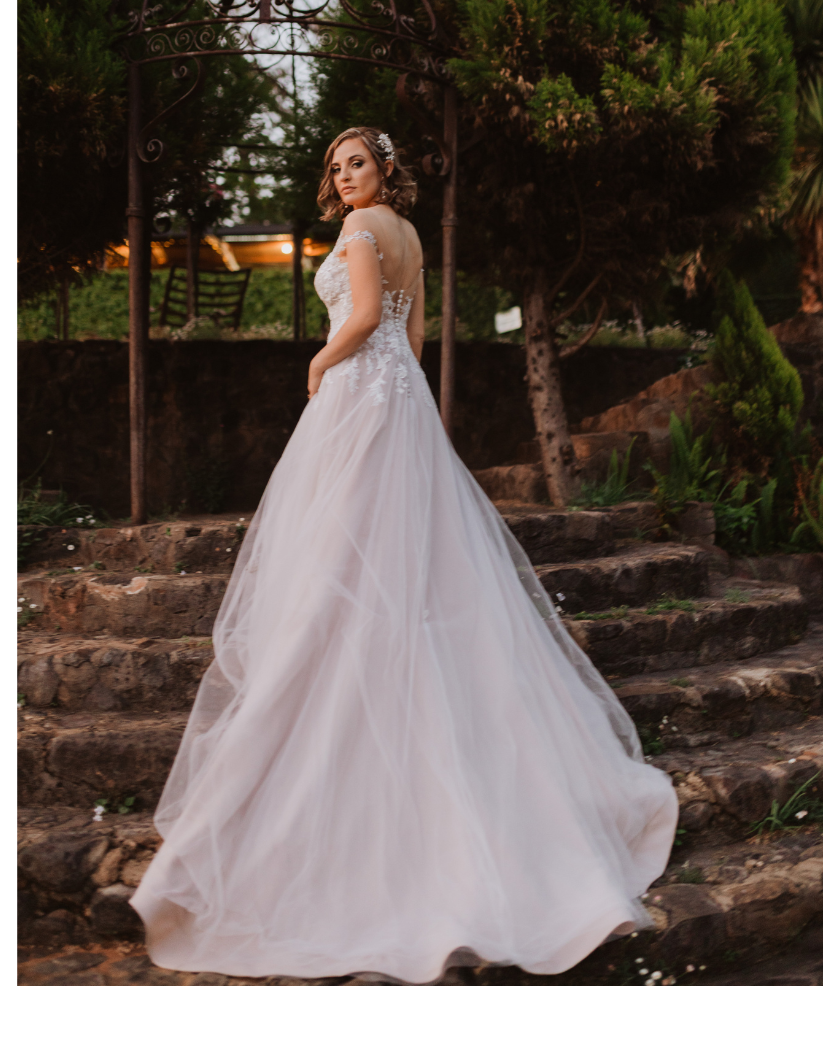 Elodie | Romantic Blush A-Line Wedding Dress