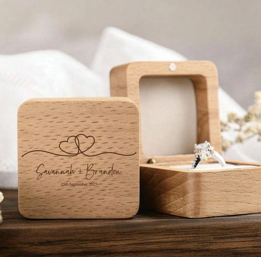 Personalized Engraved Wood Ring Bearer Box