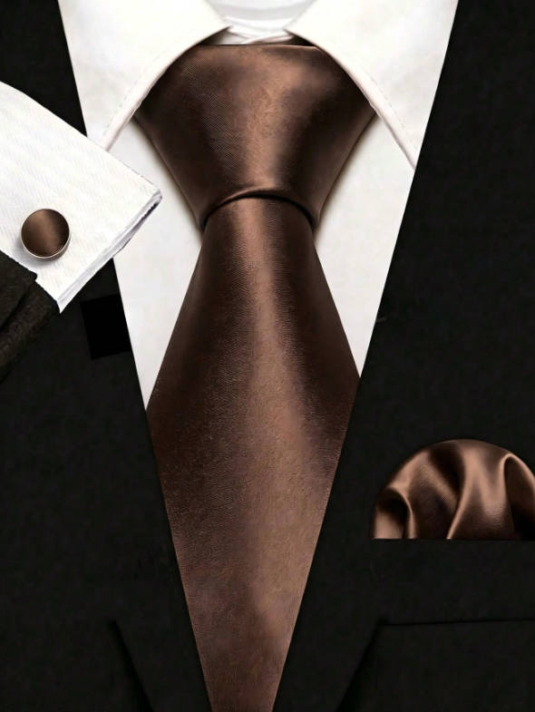 Groomsmen Solid Color Wedding Tie Brown