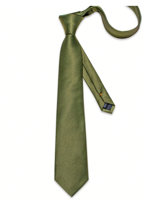 Groomsman Tie And Pocket Square Set Army Green