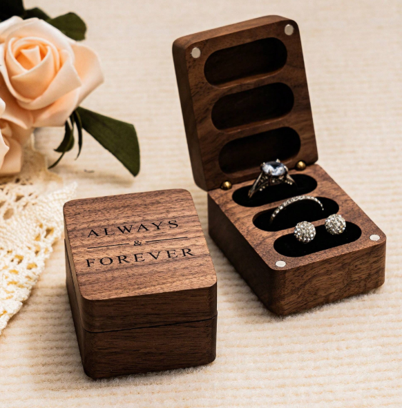 Mr & Mrs 3 Slot Ring Box