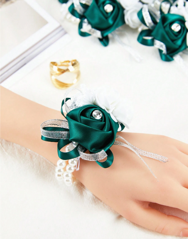 Bridesmaid Wrist Corsage With Faux Flowers