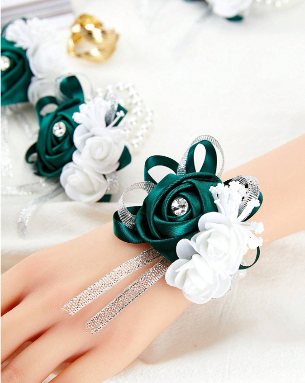 Bridesmaid Wrist Corsage With Faux Flowers