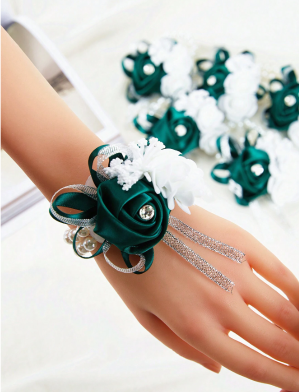Bridesmaid Wrist Corsage With Faux Flowers