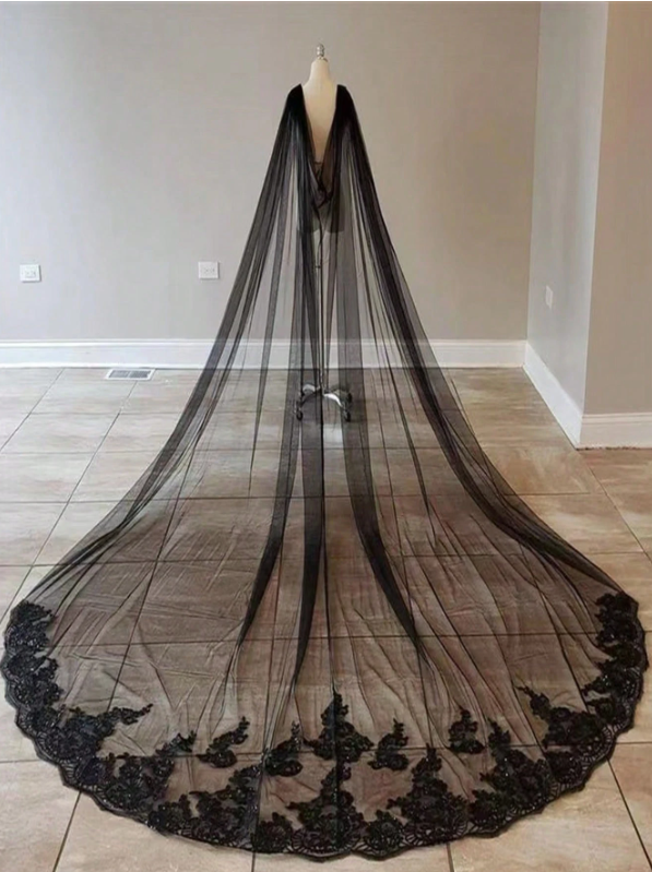 European Style Lace Long Train Bridal Shawl