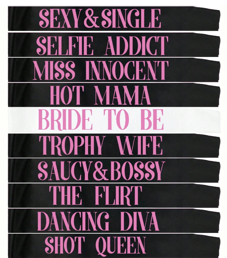 12pc Set - Bachelorette Party Sash
