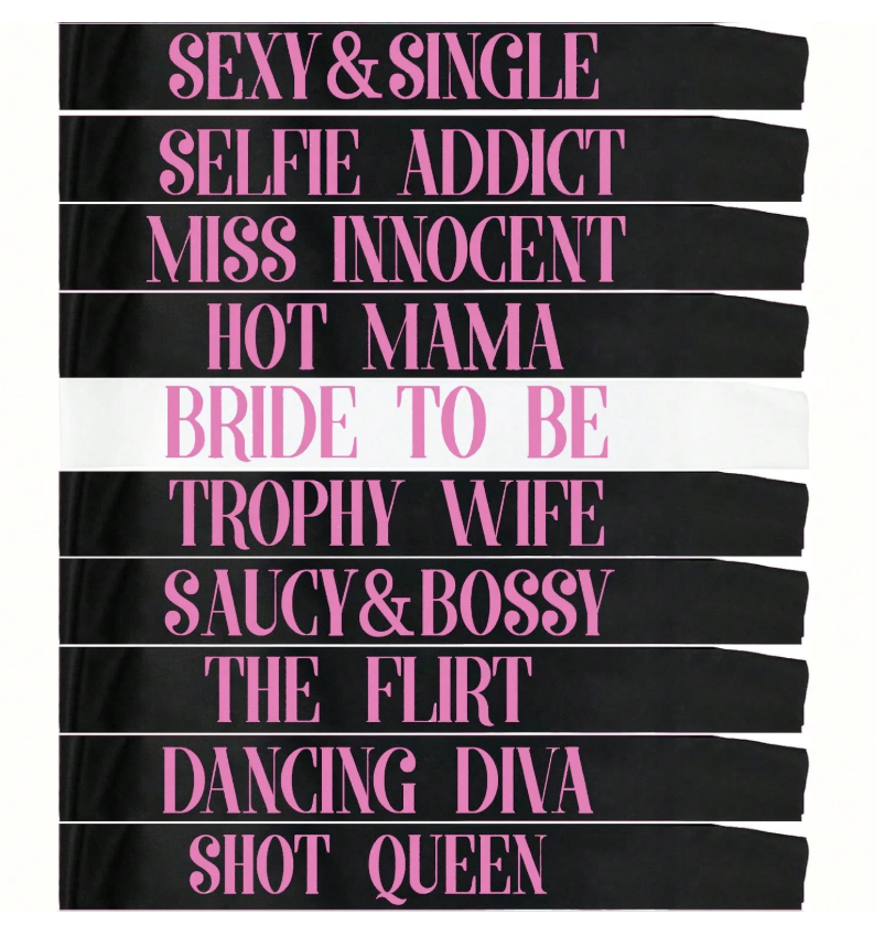 12pc Set - Bachelorette Party Sash