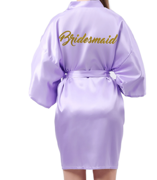 Lilac Belted Satin Bridesmaids Robe