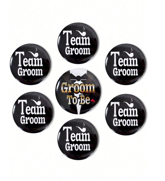6pcs/Set Wedding Groom Team Badges