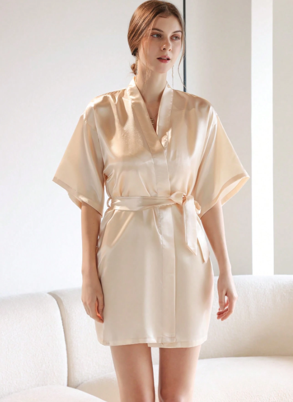 Champaigne Belted Satin Bridesmaid Robe Preorder