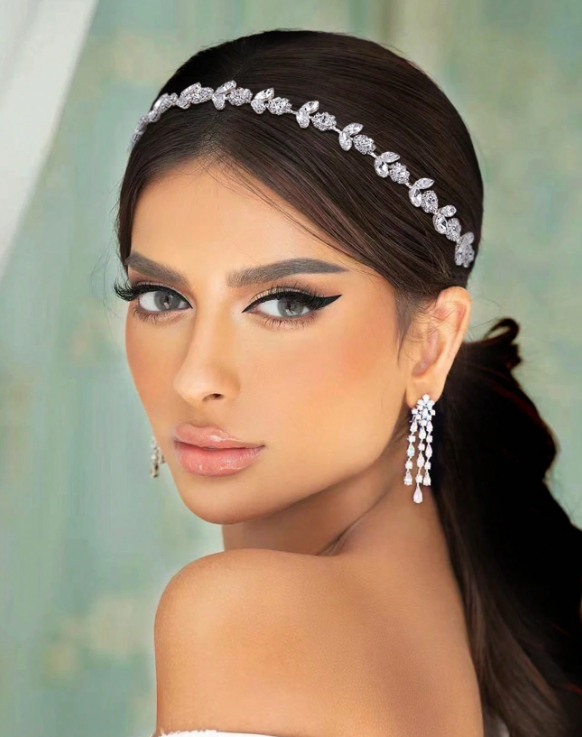 Bridal Alloy Headband With Organza Fabric