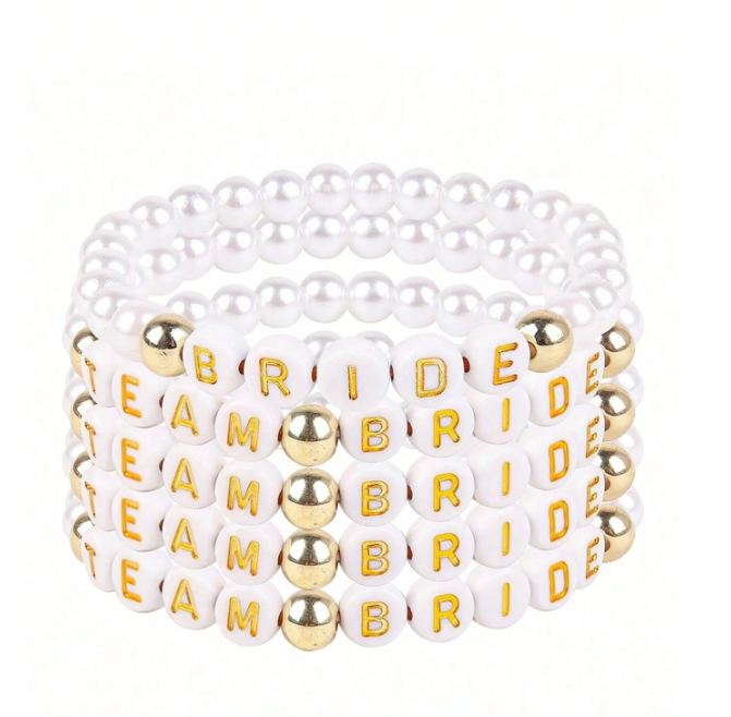 5pc Pearl Bride & Bridesmaids  Bracelet Set