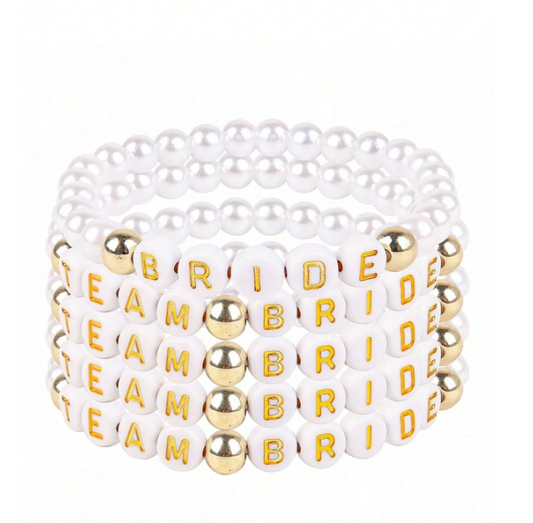 5pc Pearl Bride & Bridesmaids  Bracelet Set