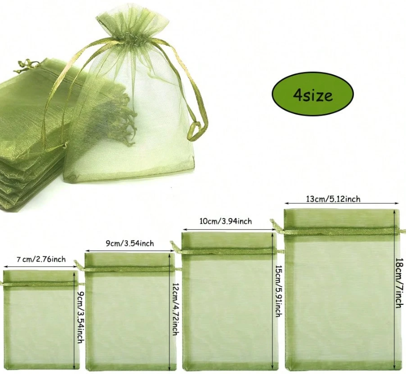 50 PCs Organza Drawstring Bags