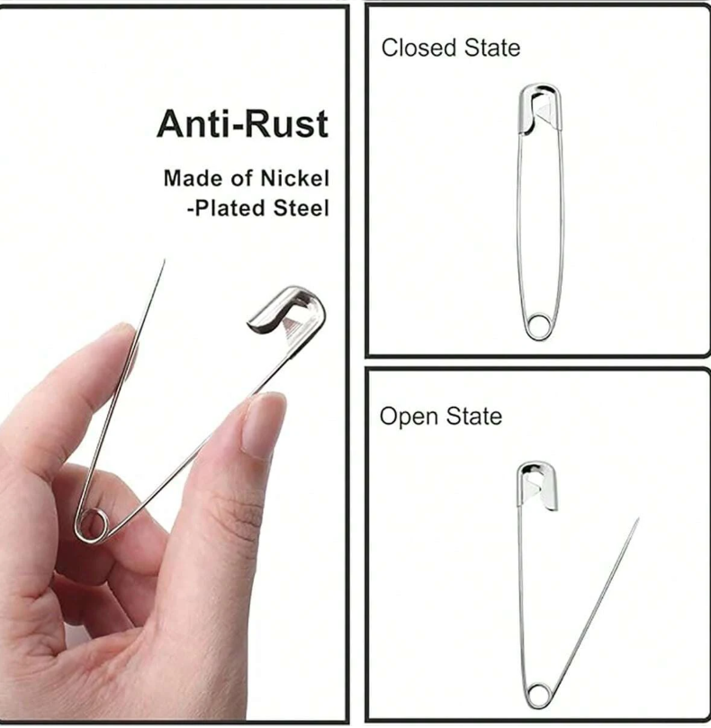 5pcs Nickel Plated Safety Pins 3.5cm