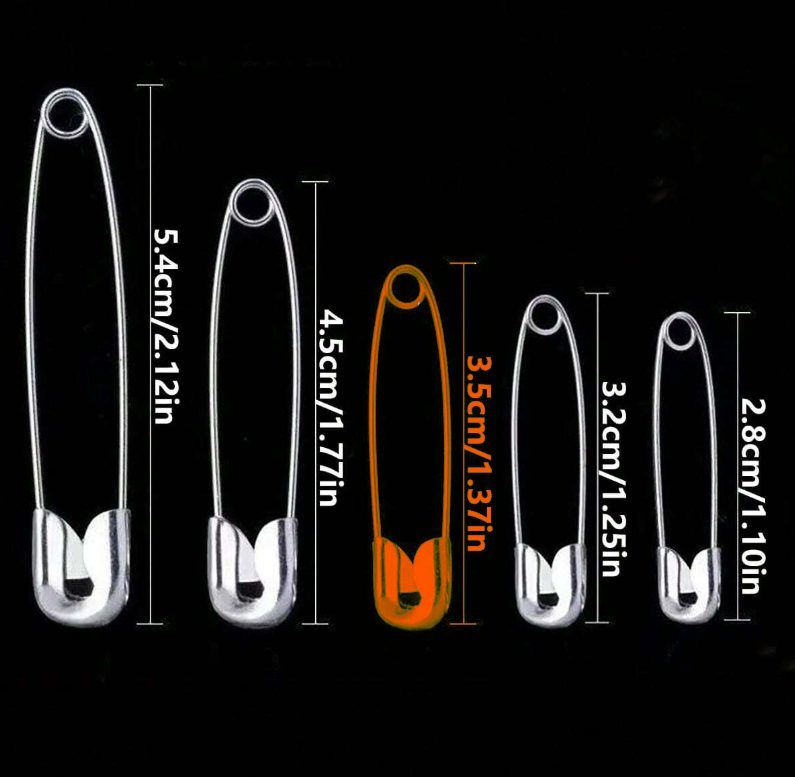 5pcs Nickel Plated Safety Pins 3.5cm