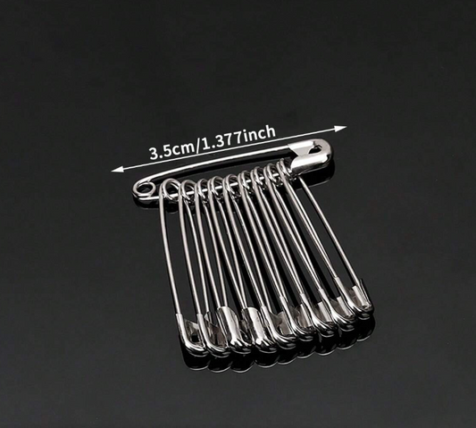 5pcs Nickel Plated Safety Pins 3.5cm
