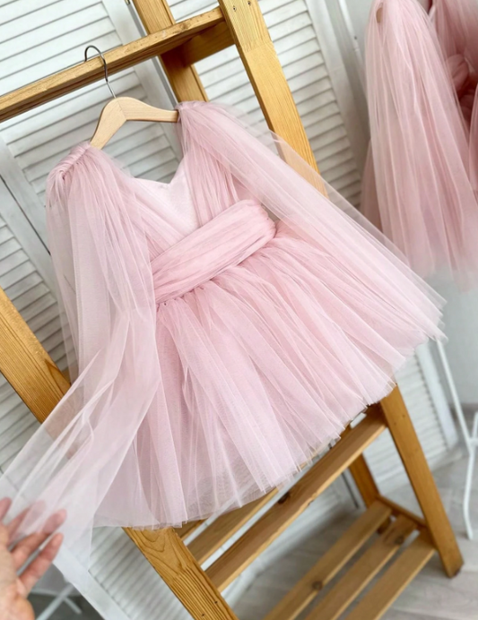 Sleeveless Mesh Elegant Party Dress pink