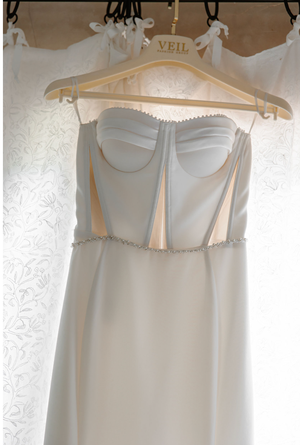 Tender Glow | Customised Pearl Beaded Pollardi Gown with Detachable Bow & Train