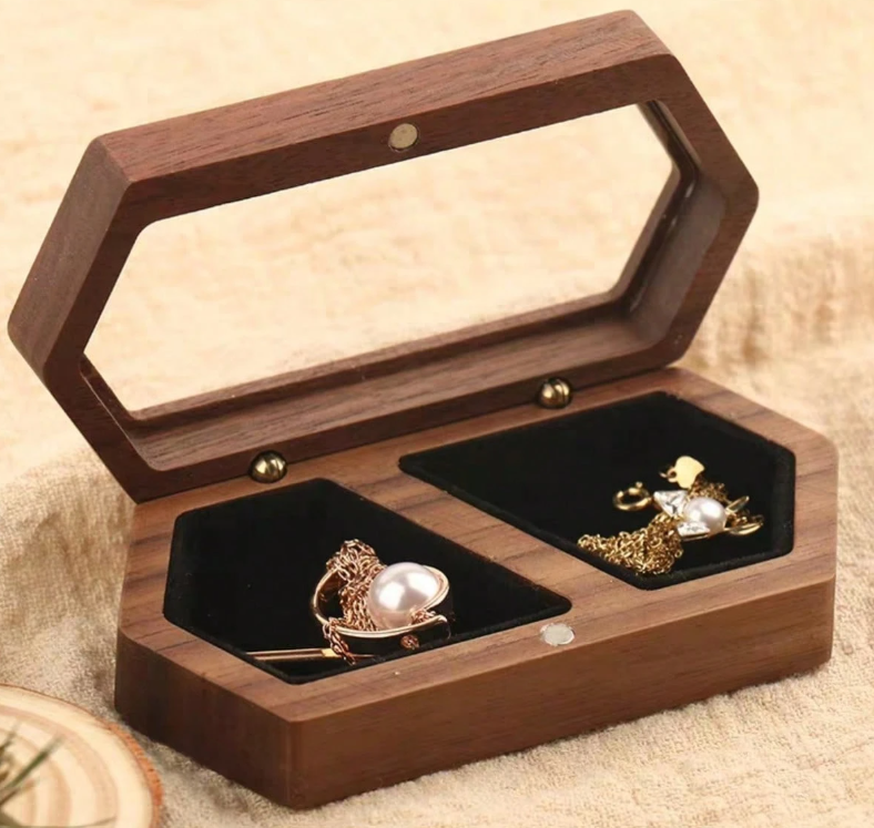 Walnut Wood Ring Box Storage