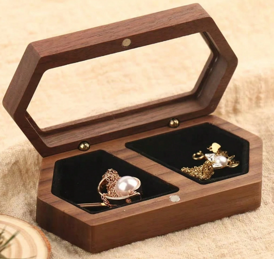 Walnut Wood Ring Box Storage