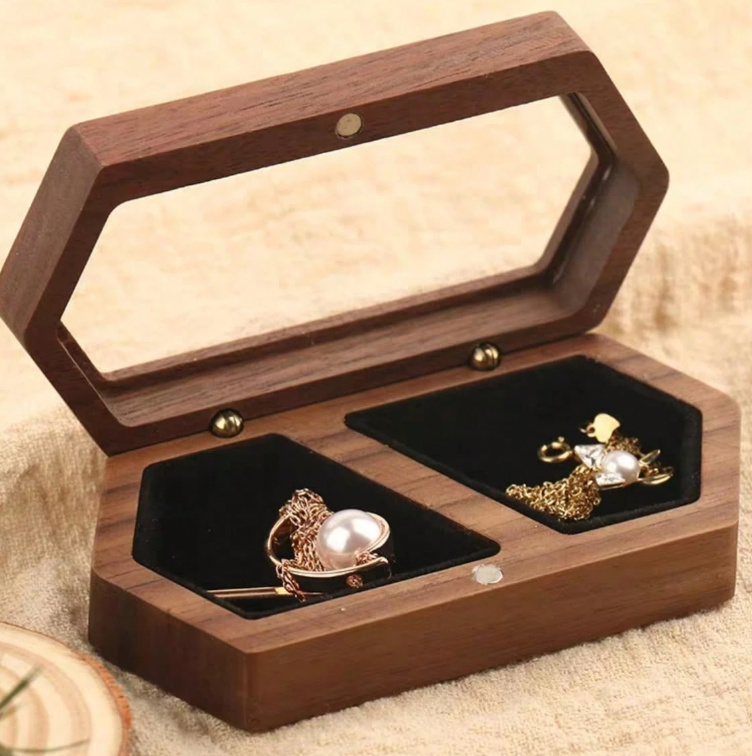 Walnut Wood Ring Box Storage